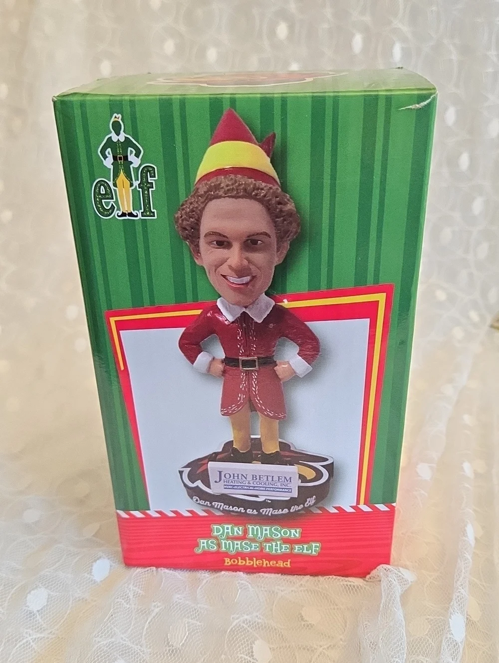 NIB Elf Dan Mason Red & Yellow Holiday Bobblehead by Elf